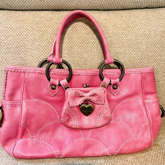 Isabella Fiore Pink Shoulder Bag with Heart Charm - Picture 3 of 7